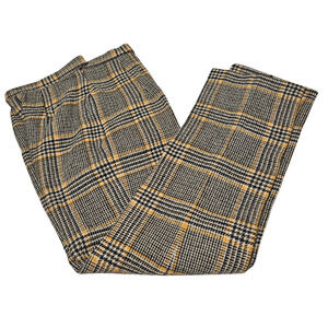 1950s Sears Plaid Vintage Flat Front Brown Wool High Waist Pants Size 00